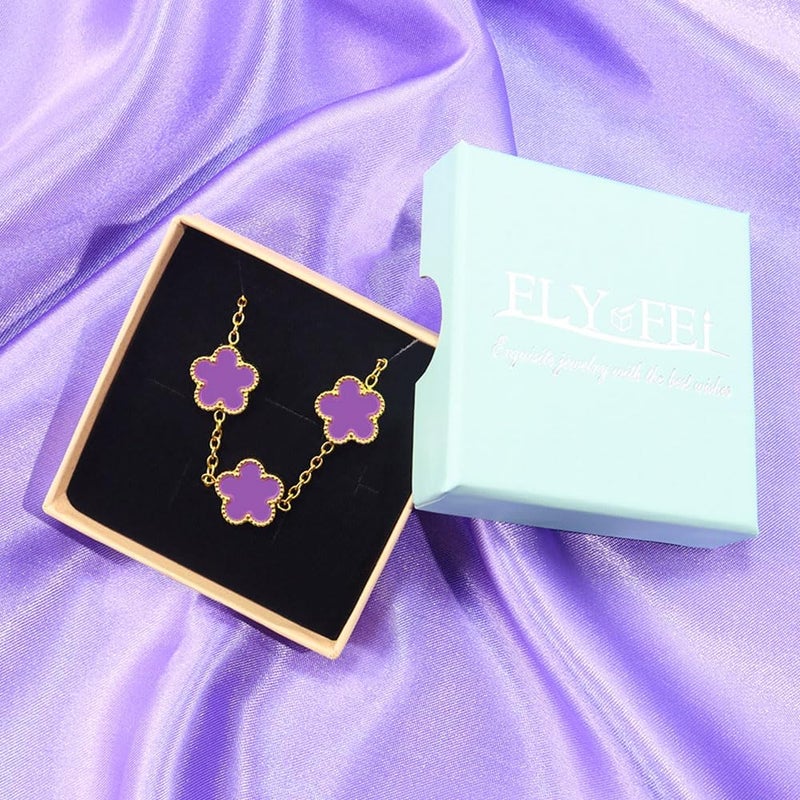 FLY FEI 18K Gold-Plated Four Leaf Clover Bracelet for Women,Adjustable lucky Bracelet Set Jewelry Gift-Hypoallergenic Charm for Birthdays, Wellness & Daily Wear - Image 1